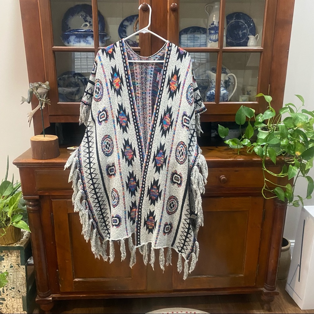 Boho knit sweater poncho